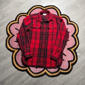 Gap Casual Button Up Flannel Shirt Size Medium Red Black